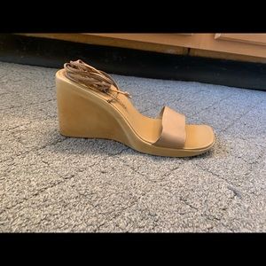 Beige/Tan wedge lace up sandals size 8.5